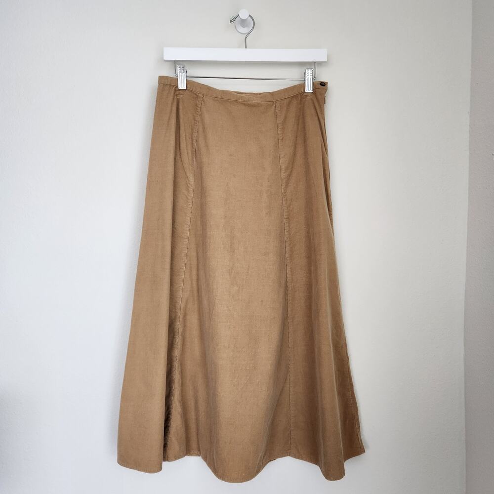 Croft & Barrow Brown Cotton Corduroy Midi Skirt Size 8 Boot Skirt A Line
